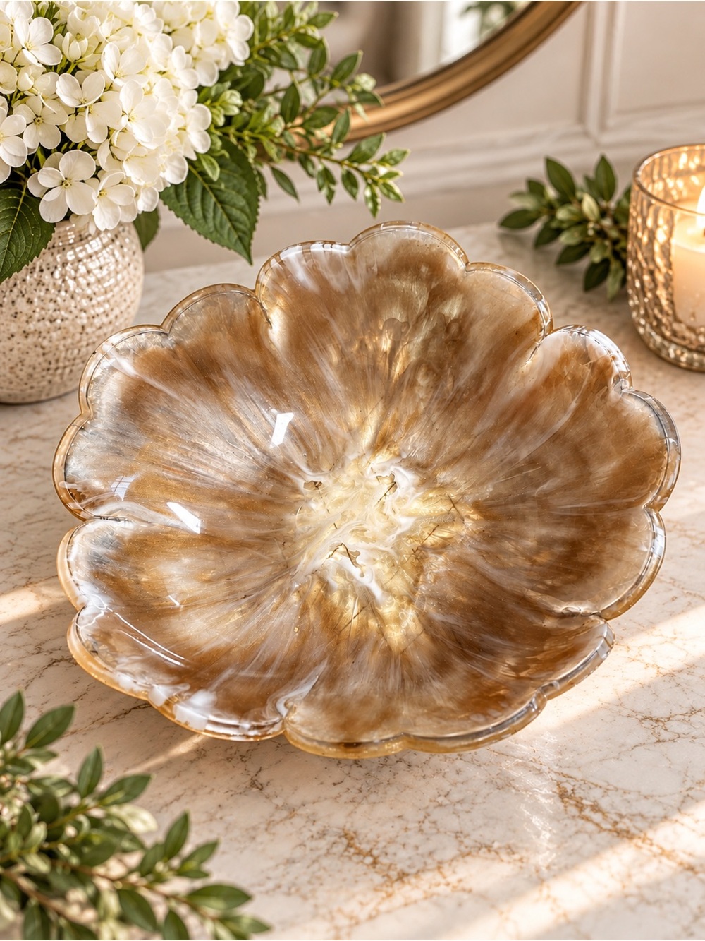 Flower Shaped Resin Bowl